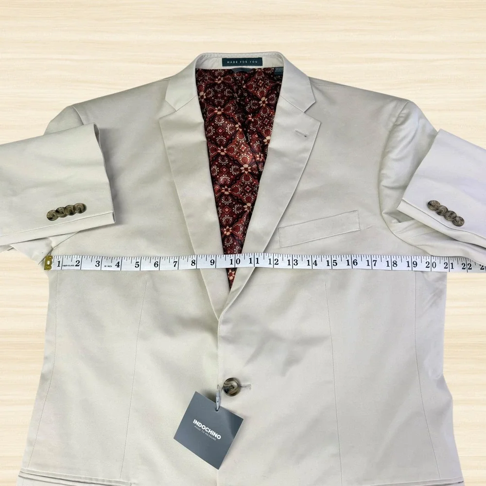 Indochino Made to Measure Tan Blazer Red Floral Lining Sport Coat Mens 40R